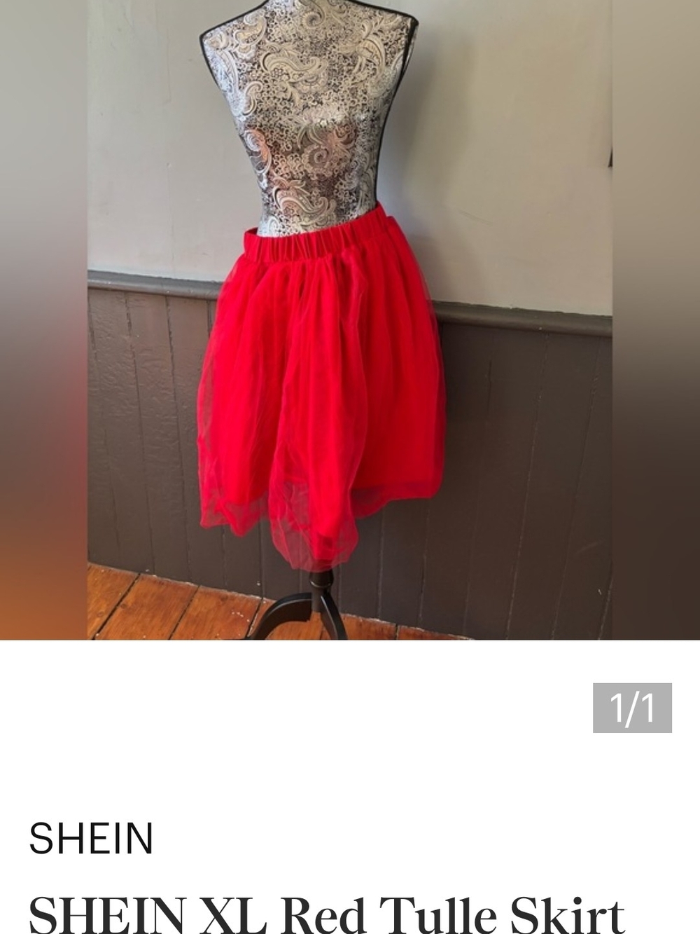 SHEIN Bright Red Layered Tulle Skater Skirt